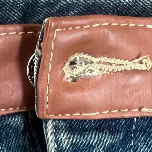 Vintage Don Men's Printed Logo Distress Hem Bootcut Denim Baggy Jeans Size 42 - Picture 6 of 9